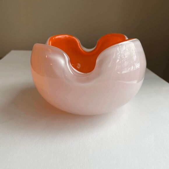 1950s Mid-Century Modern Orange Murano Art Glass Bowl - Picture 8 of 10